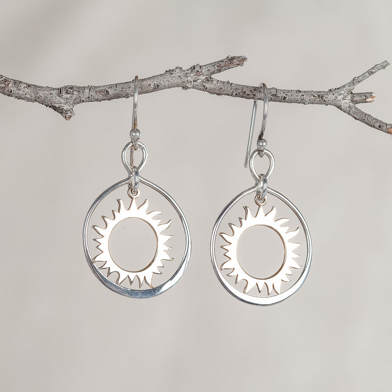 Eclipse Silver and Brass Earrings