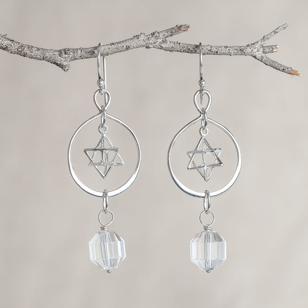 I Am Intention, Clear Quartz Crystal and Silver Earrings
