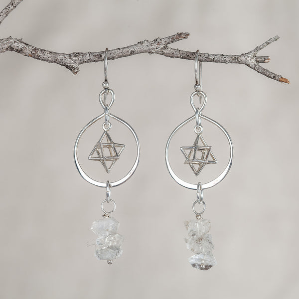I Am The Light, Herkimer Diamond Crystal and Silver Earrings