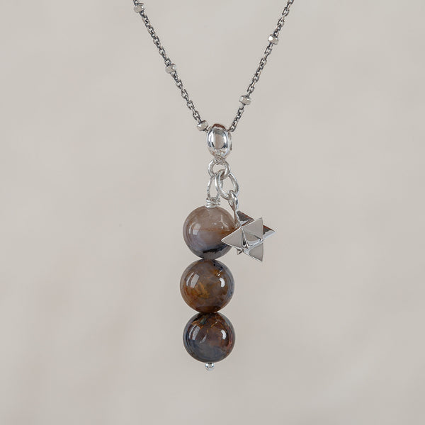I Am Transforming, Pietersite Crystal and Silver Necklace