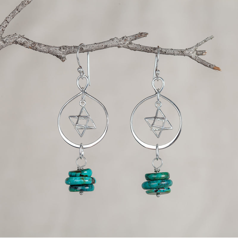 I Am Whole, Turquoise Crystal and Silver Earrings