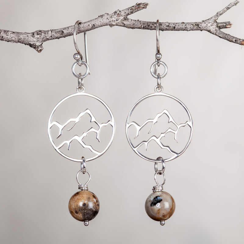 I Am Patient, Petrified Wood Crystal and Silver Earrings