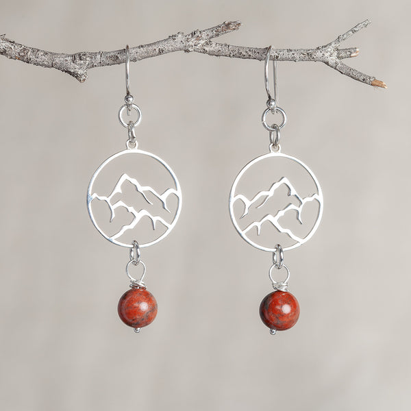I Am Strong, Red Jasper Crystal and Silver Earrings