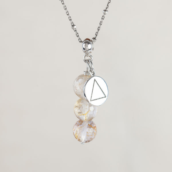 I Am Joyful, Citrine Crystal and Silver Necklace