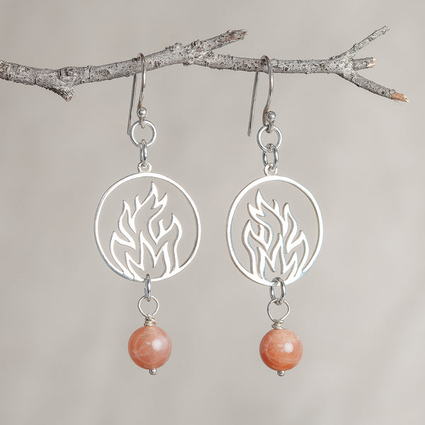 I Am Activated, Sunstone Crystal and Silver Earrings
