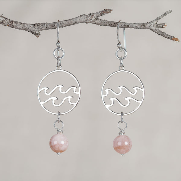 I Am Divine Love, Morganite Crystal and Silver Earrings