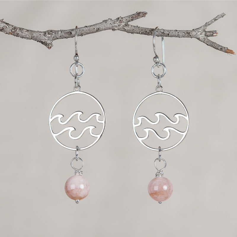 I Am Divine Love, Morganite Crystal and Silver Earrings