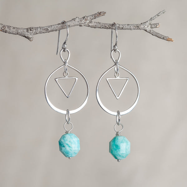 I Am Truth, Amazonite Crystal and Silver Earrings