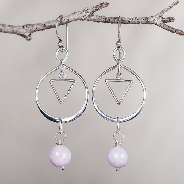 I Am Loved, Kunzite Crystal and Silver Earrings