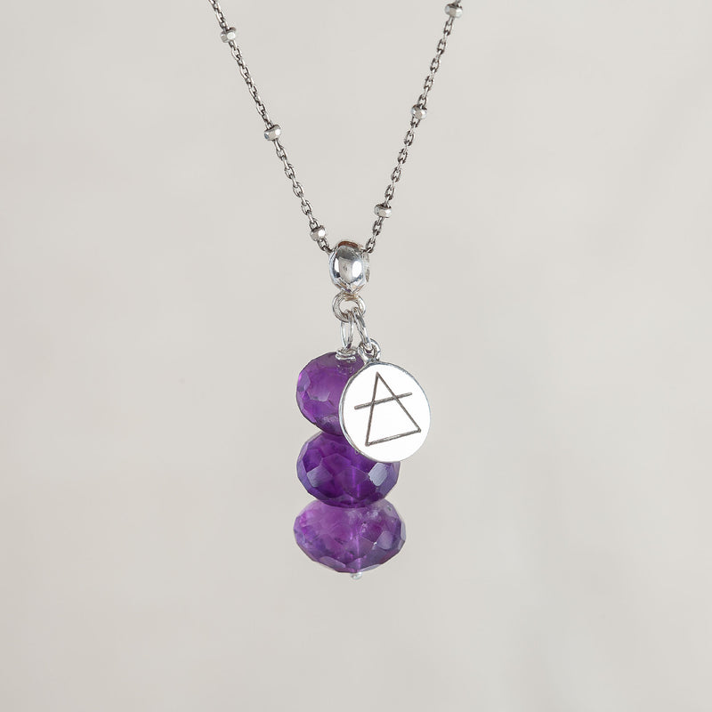 I Am Purity, Amethyst Gemstone and Silver Necklace