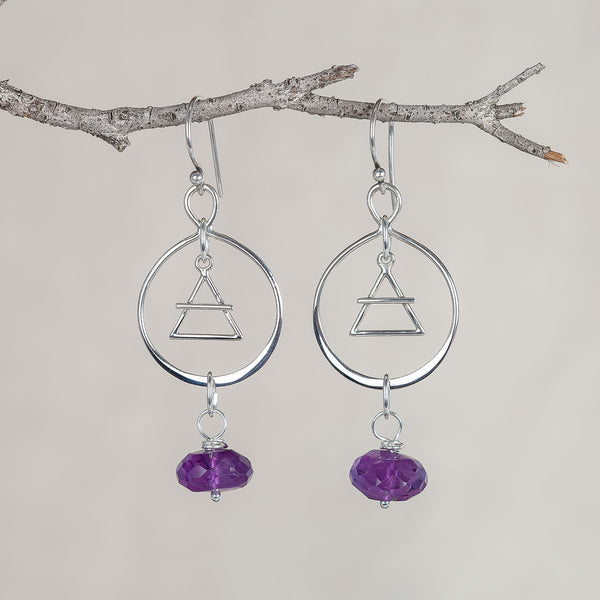 I Am Purity, Amethyst Gemstone and Silver Earrings
