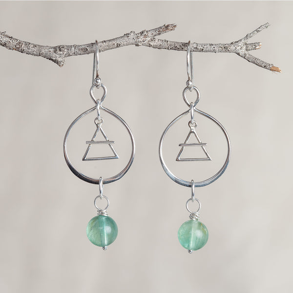 I Am Clarity, Fluorite Crystal and Silver Earrings