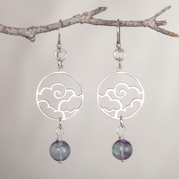 I Am Clarity, Fluorite Crystal and Silver Earrings