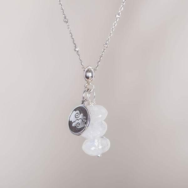 I Am Goddess, Moonstone Crystal and Silver Necklace
